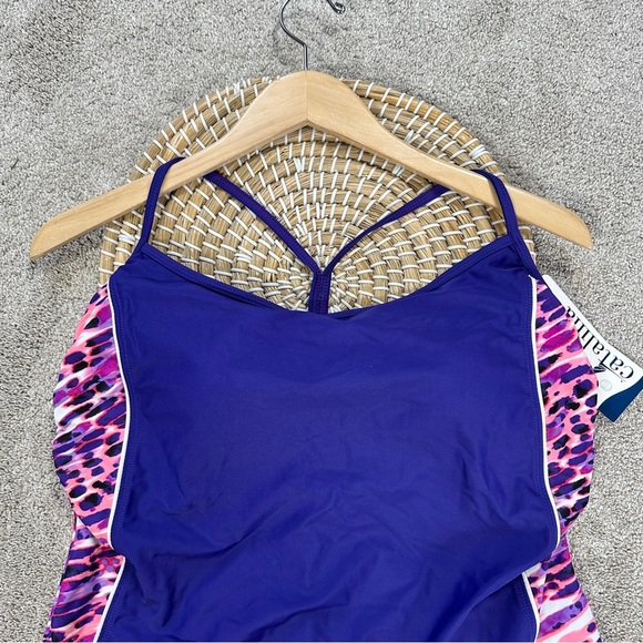 NWT Catalina Women’s Racer Back Tank One-Piece Swimsuit in Purple Plus Size 2X - Picture 3 of 13